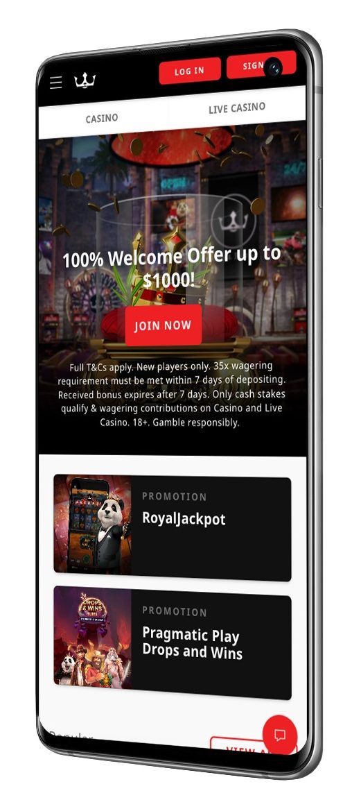 Mobile version of main page Royal Panda Casino 